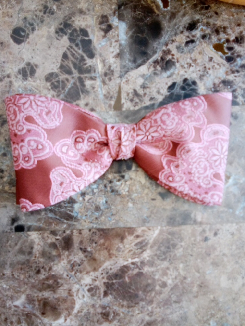 Pink And Brown Satin Lace Bow
